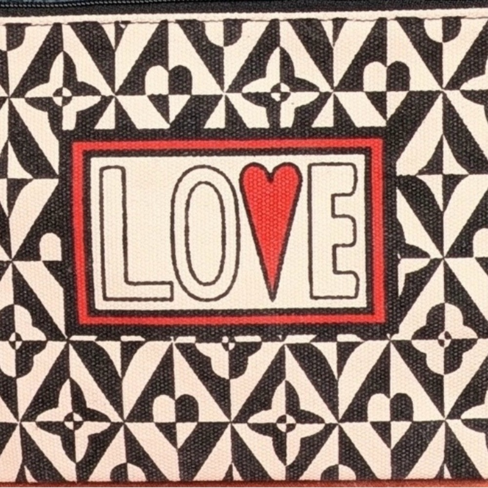 Brighton Black and White LOVE Patterned Pouch, Cosmetic Bag